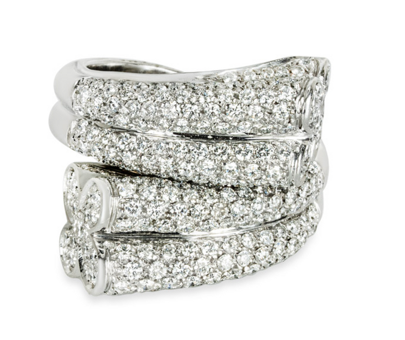 White Gold Diamond Bypass Ring 3.22ct