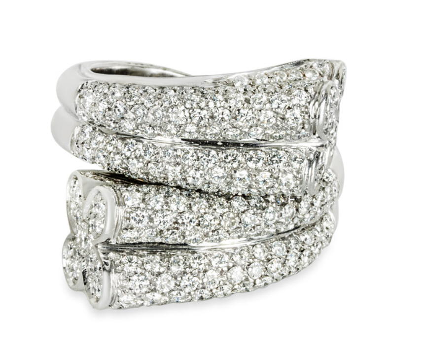 White Gold Diamond Bypass Ring 3.22ct