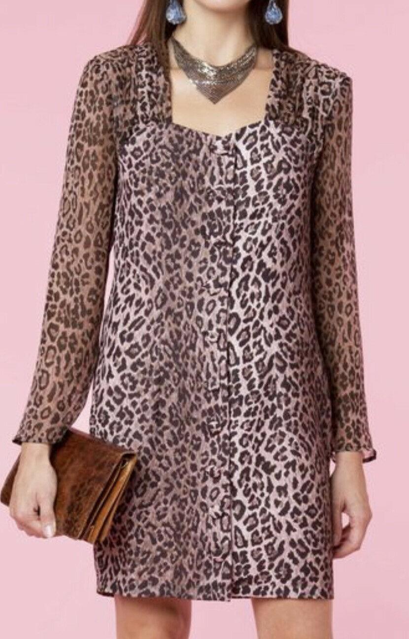 Rixo Julianne Leopard Print Button Down Dress
