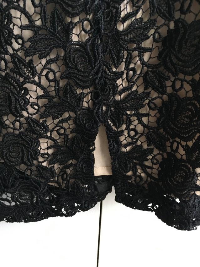 Alice + Olivia black lace detailed open back dress