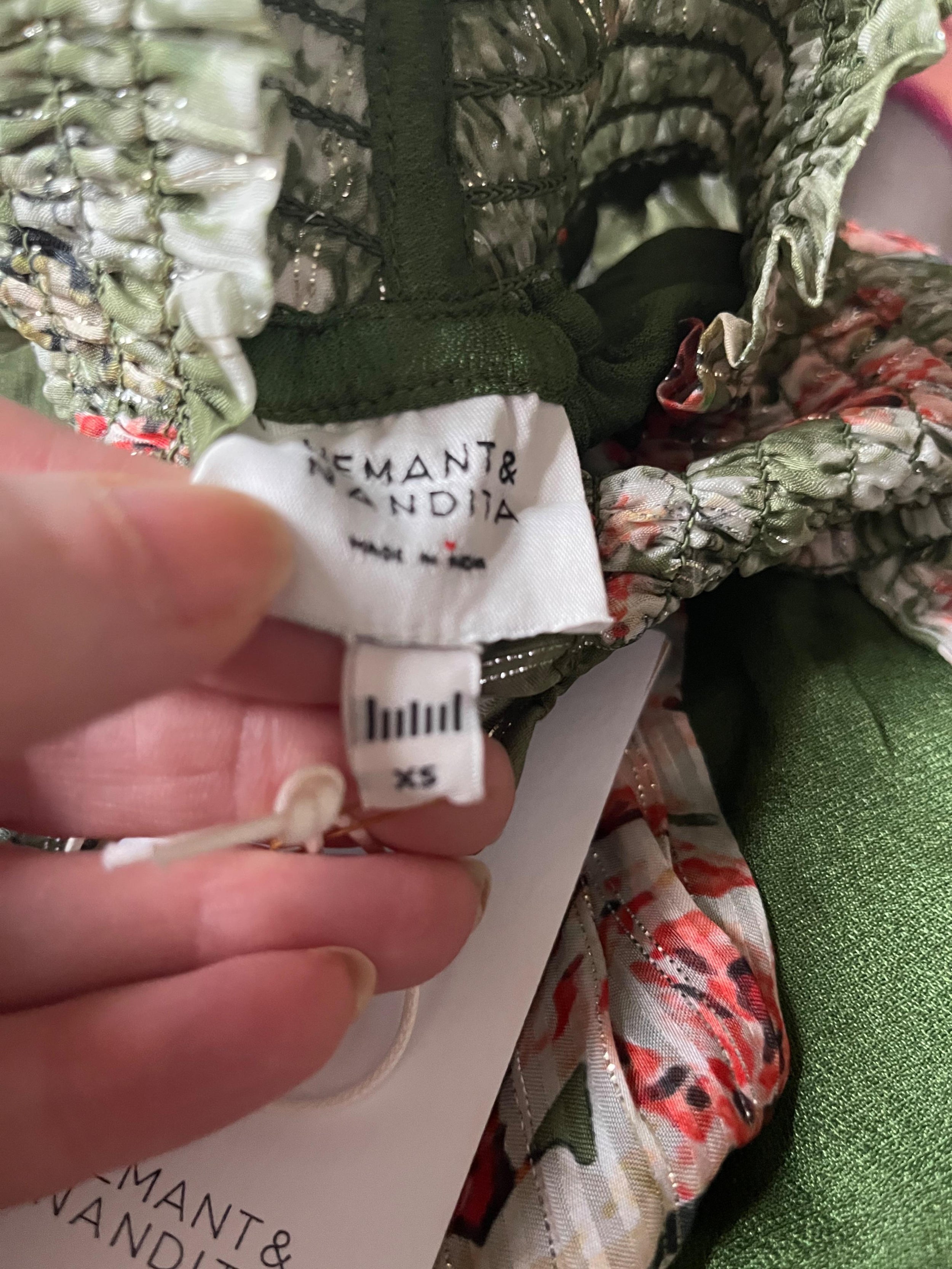 Green Plisse Floral Printed Dress