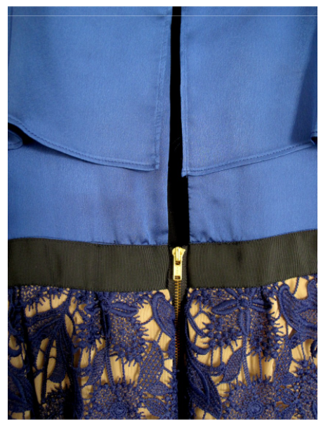 Self-Portrait Delphinium Satin & Guipure Lace Dress