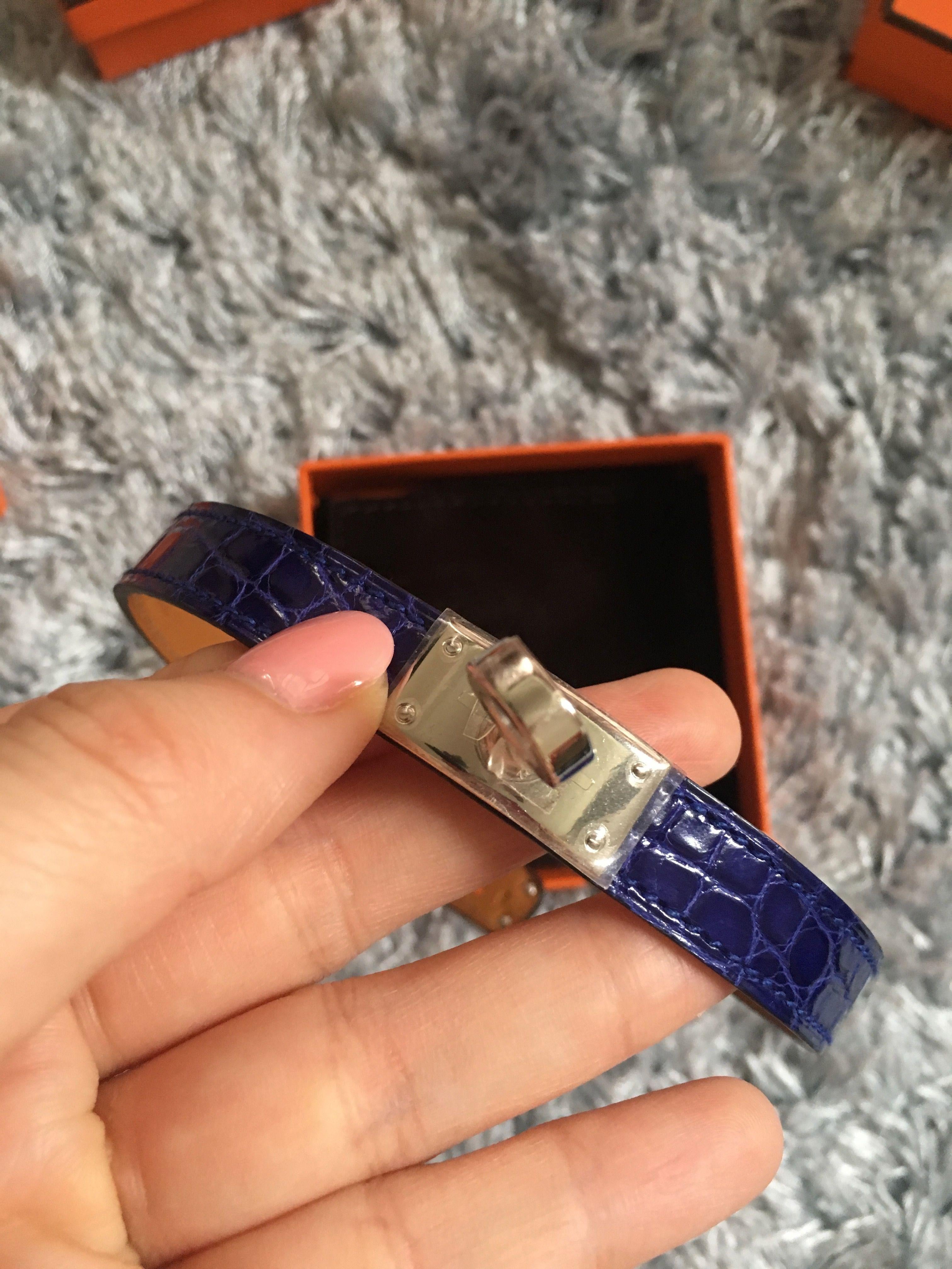 HERMES Electric Blue Kelly Double Tour