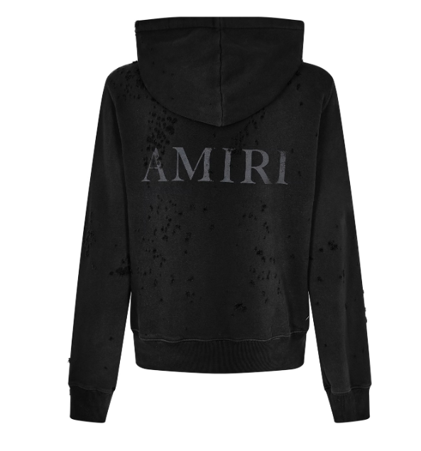 Amiri Black Distressed Shotgun Zip Hoodie SN24