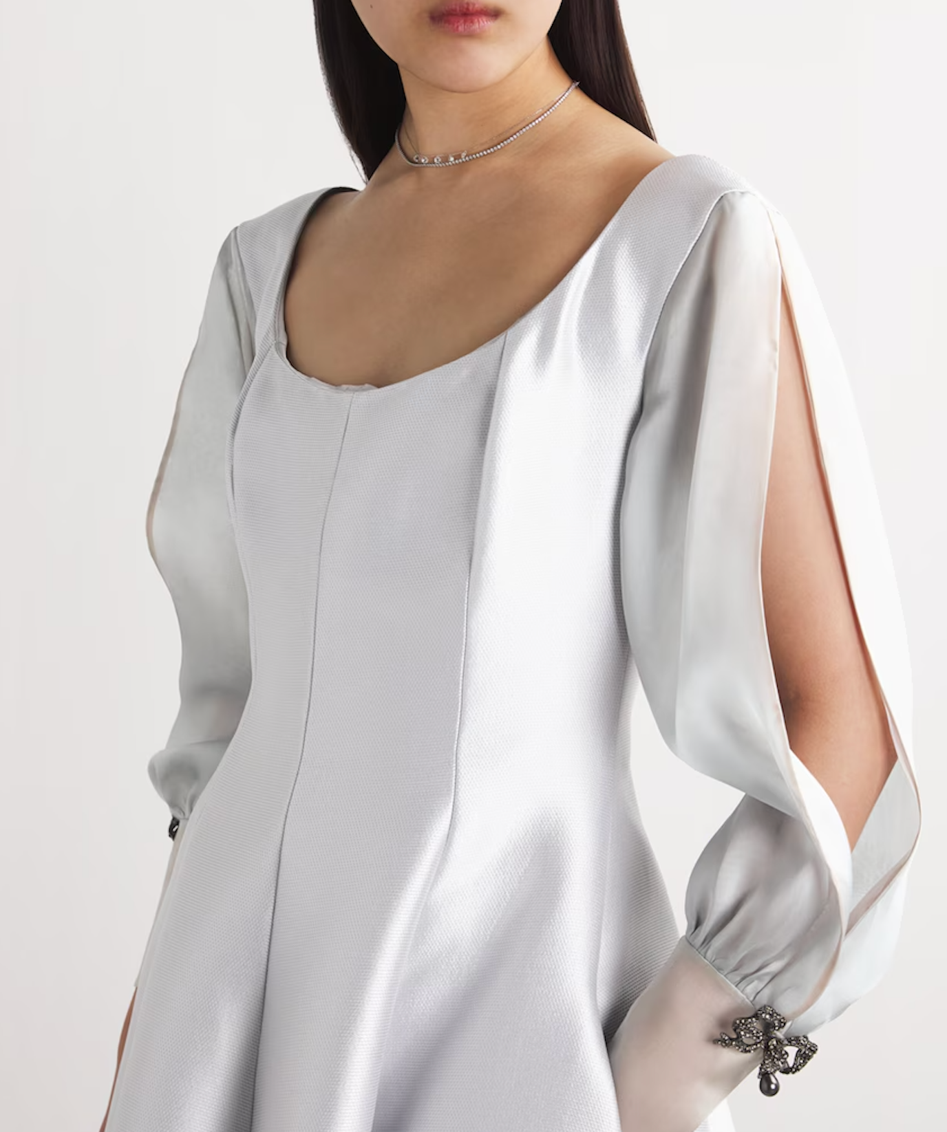 Alexis Mabille Piqué Organza-Sleeve Gown