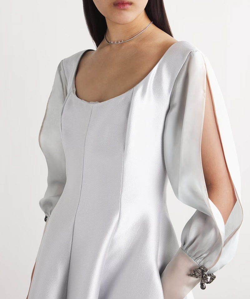 Alexis Mabille Piqué Organza-Sleeve Gown