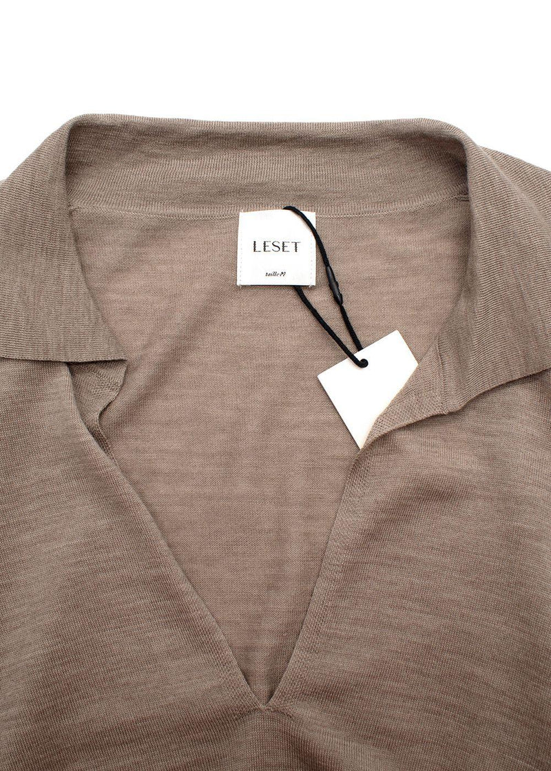 Leset Sand Brown James V Neck Polo Shirt
