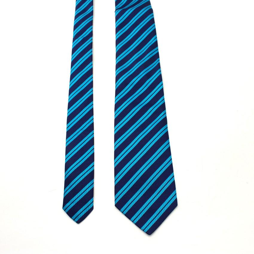 Eton Silk Diagonal Blue Stripe Tie
