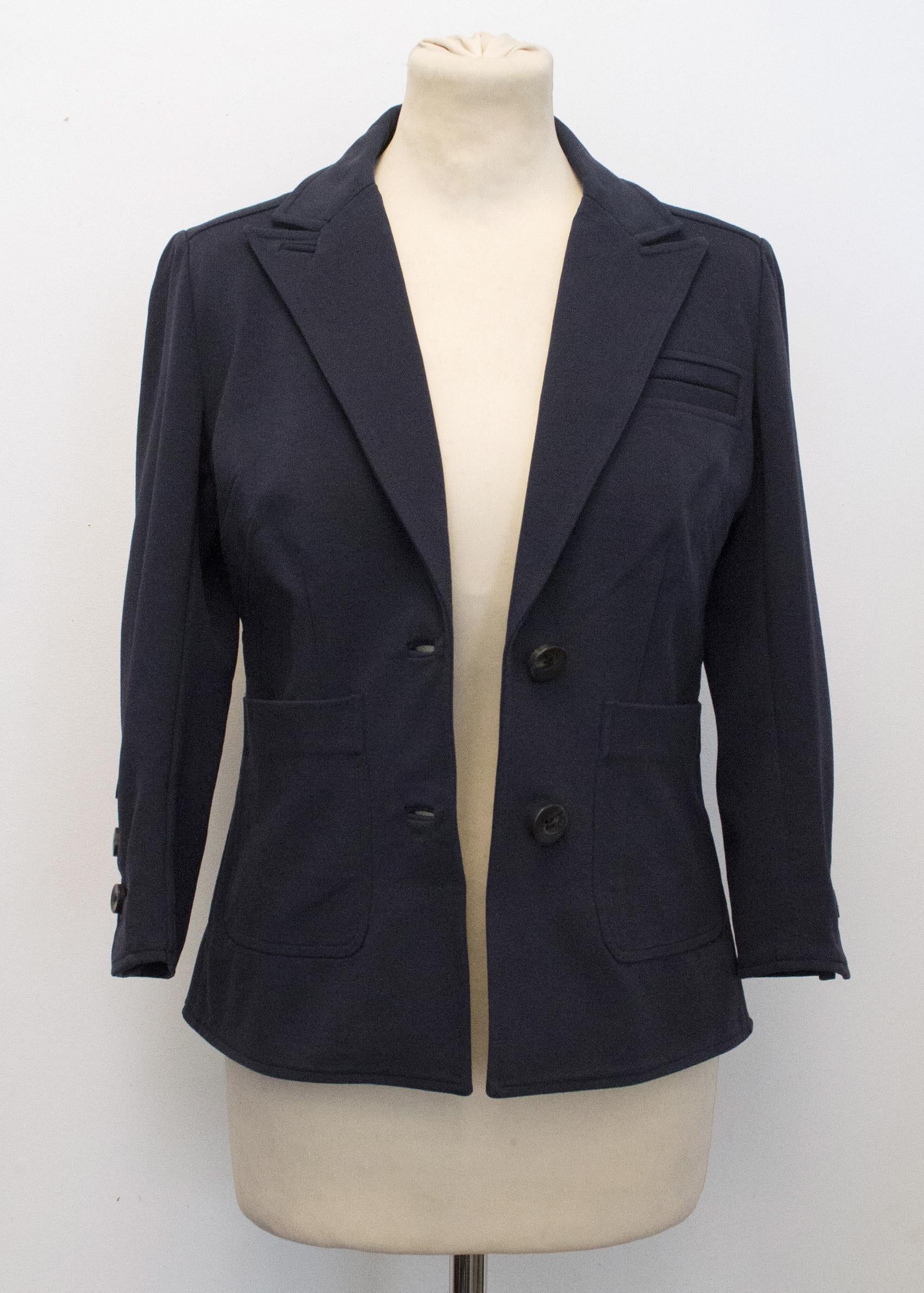 Diane Von Furstenberg Navy  Cropped Sleeve Blazer