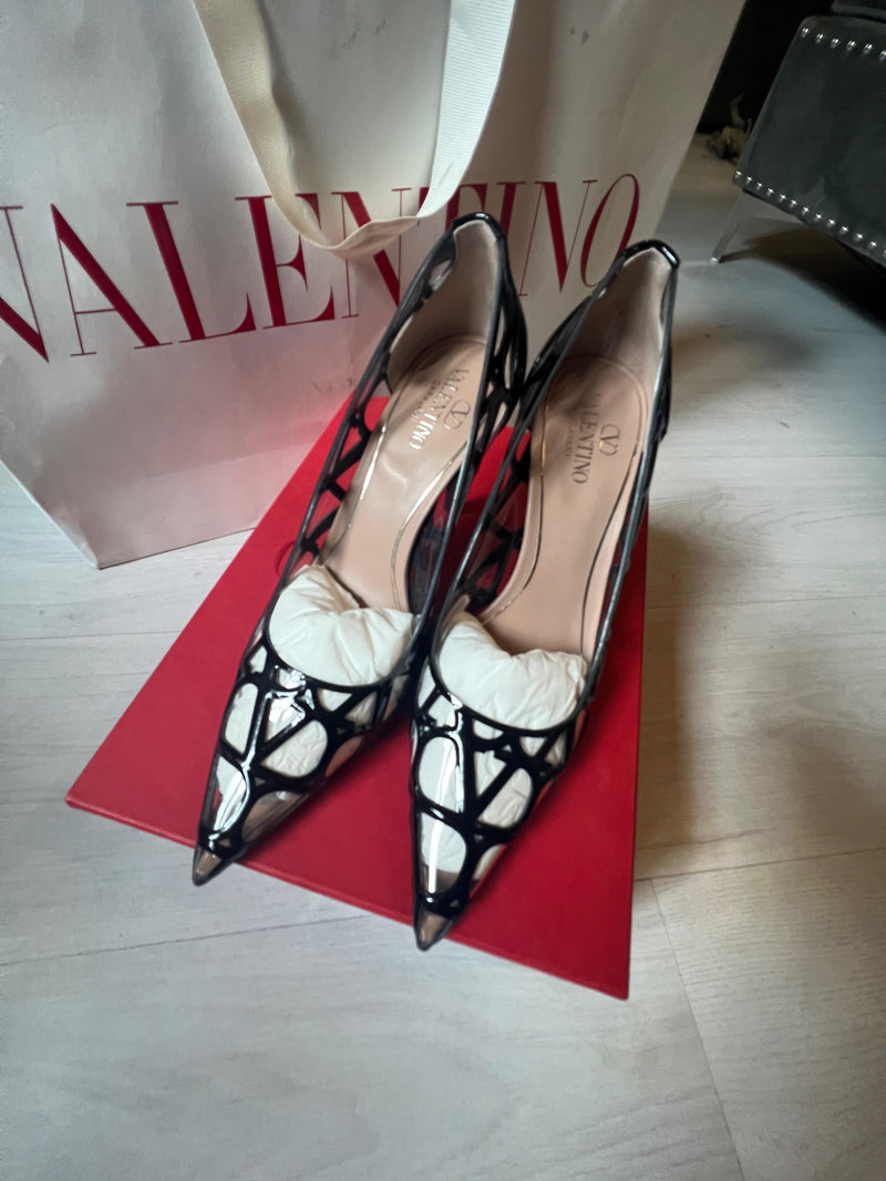 Valentino Black VLogo PVC Heels
