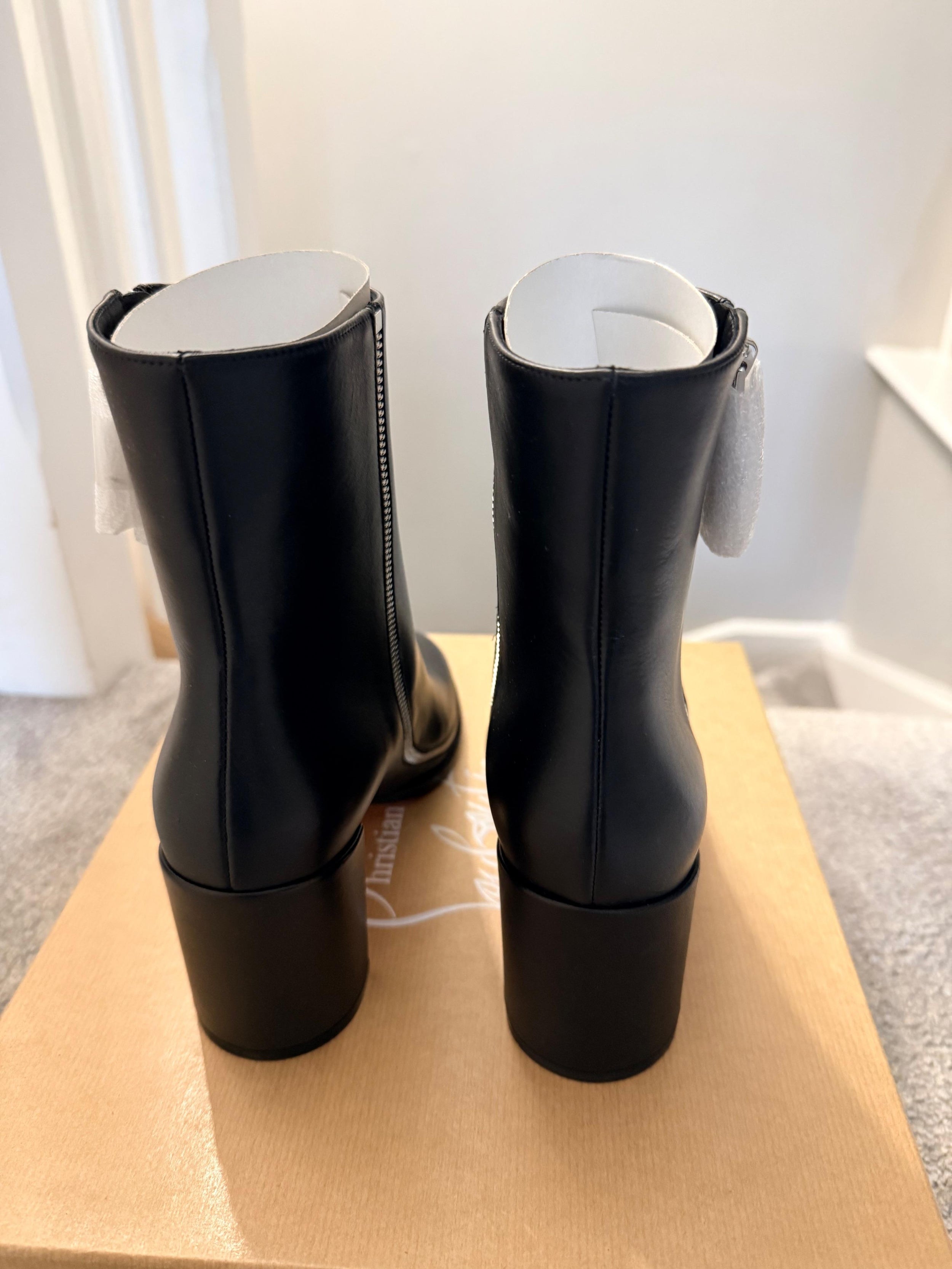 Christian Louboutin Black Leather Zip Booty
