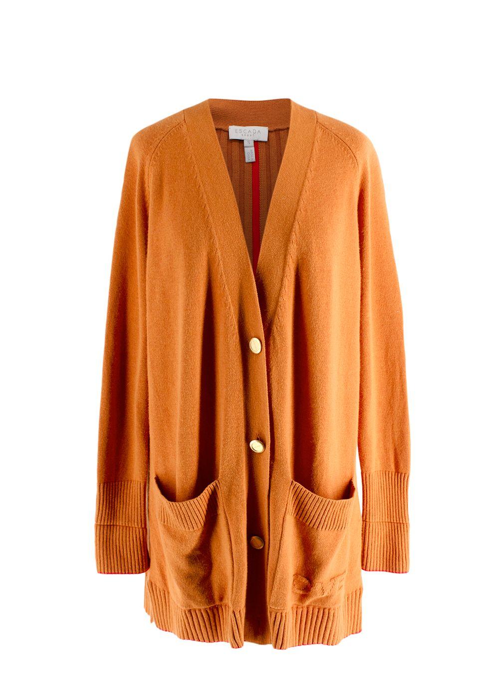 Escada Pumpkin Orange Knit Cardigan