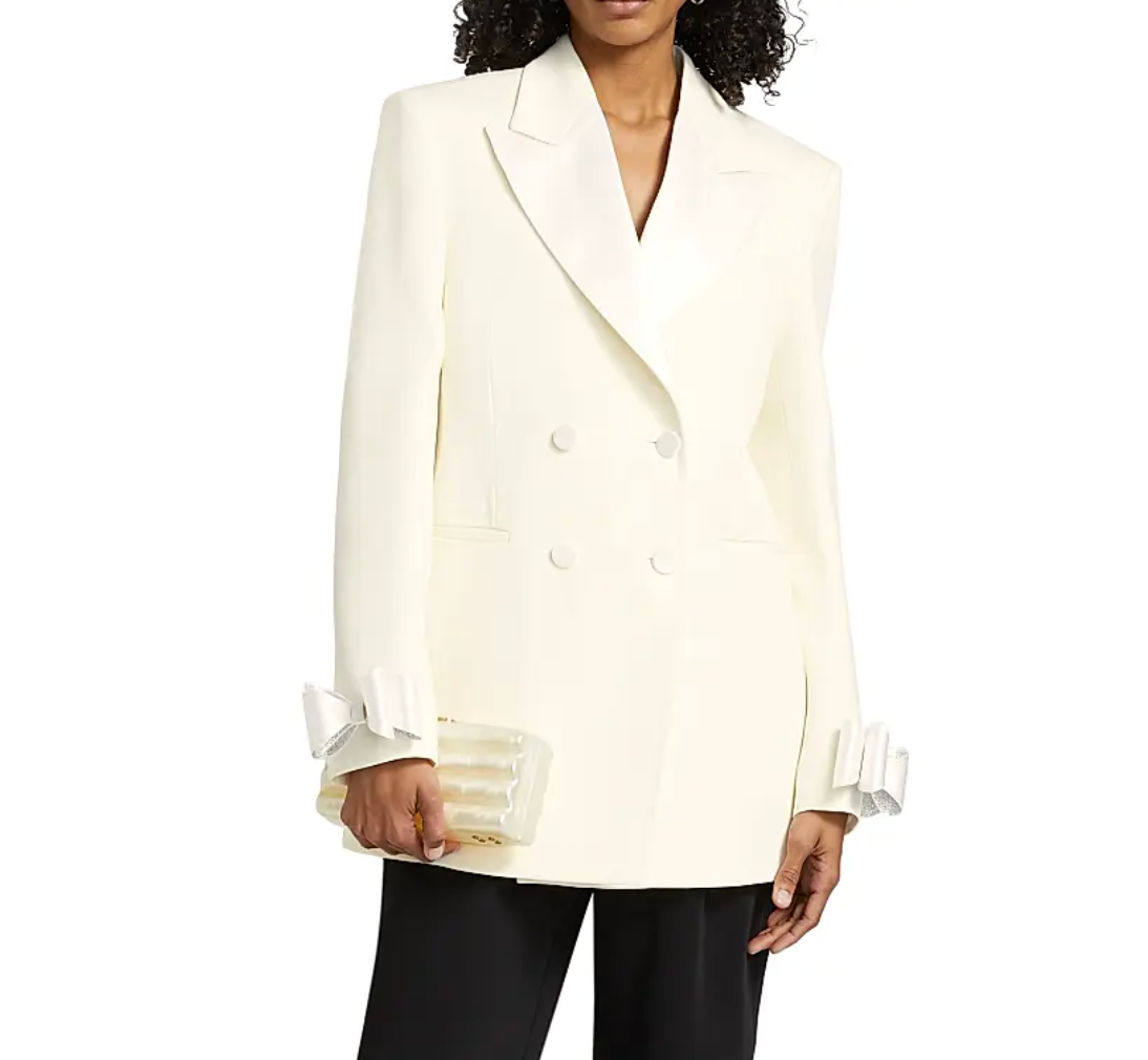 Mach & Mach  Crystalized Bow Cuff Blazer
