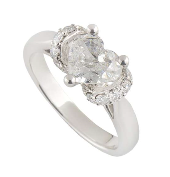 Bespoke White Gold Heart Cut Diamond Ring