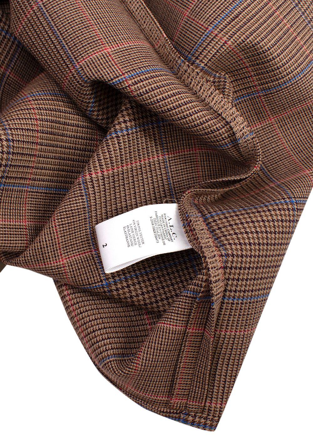 A.L.C Brown Plaid Handkerchief Midi  Skirt