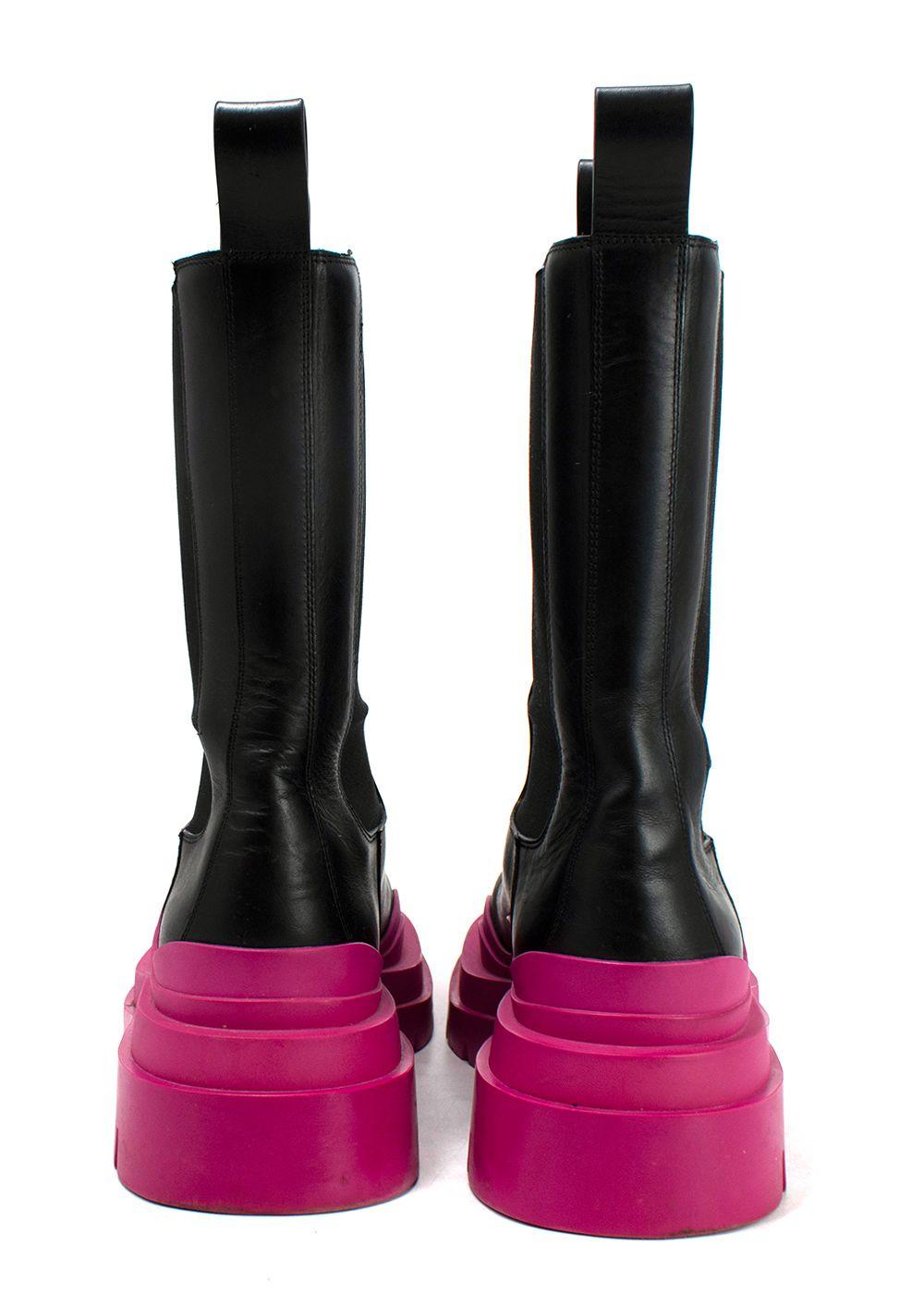 Bottega Veneta Pink Tire Rubber-trimmed Leather Chelsea Boots