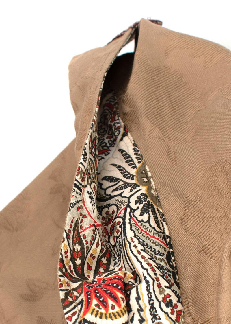 Tan Floral Embroidered Jacquard Jacket