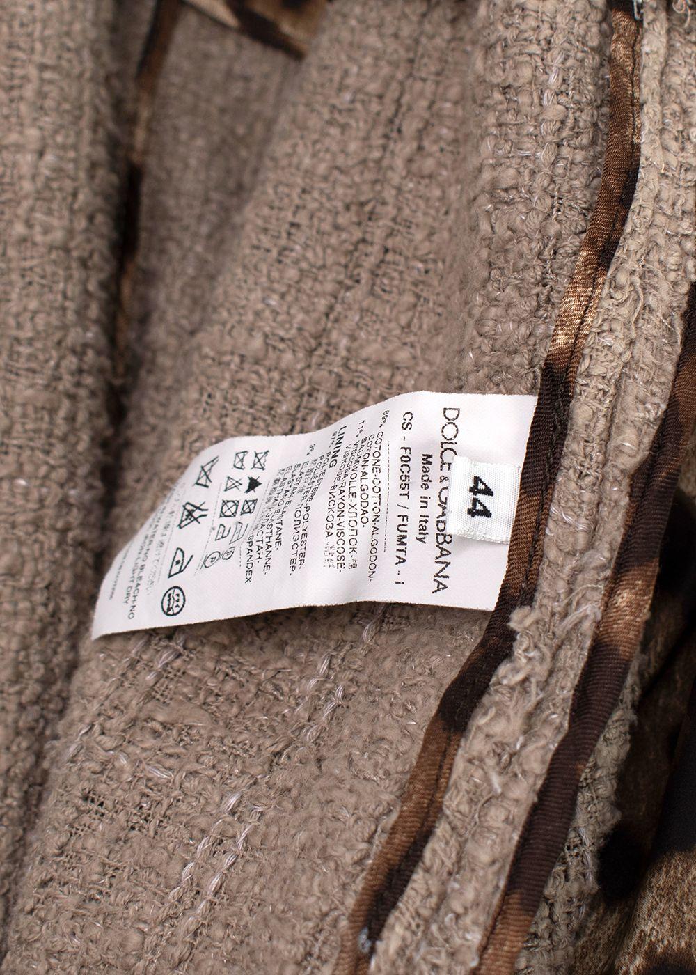 Dolce & Gabbana Beige Tweed Double Breasted Jacket