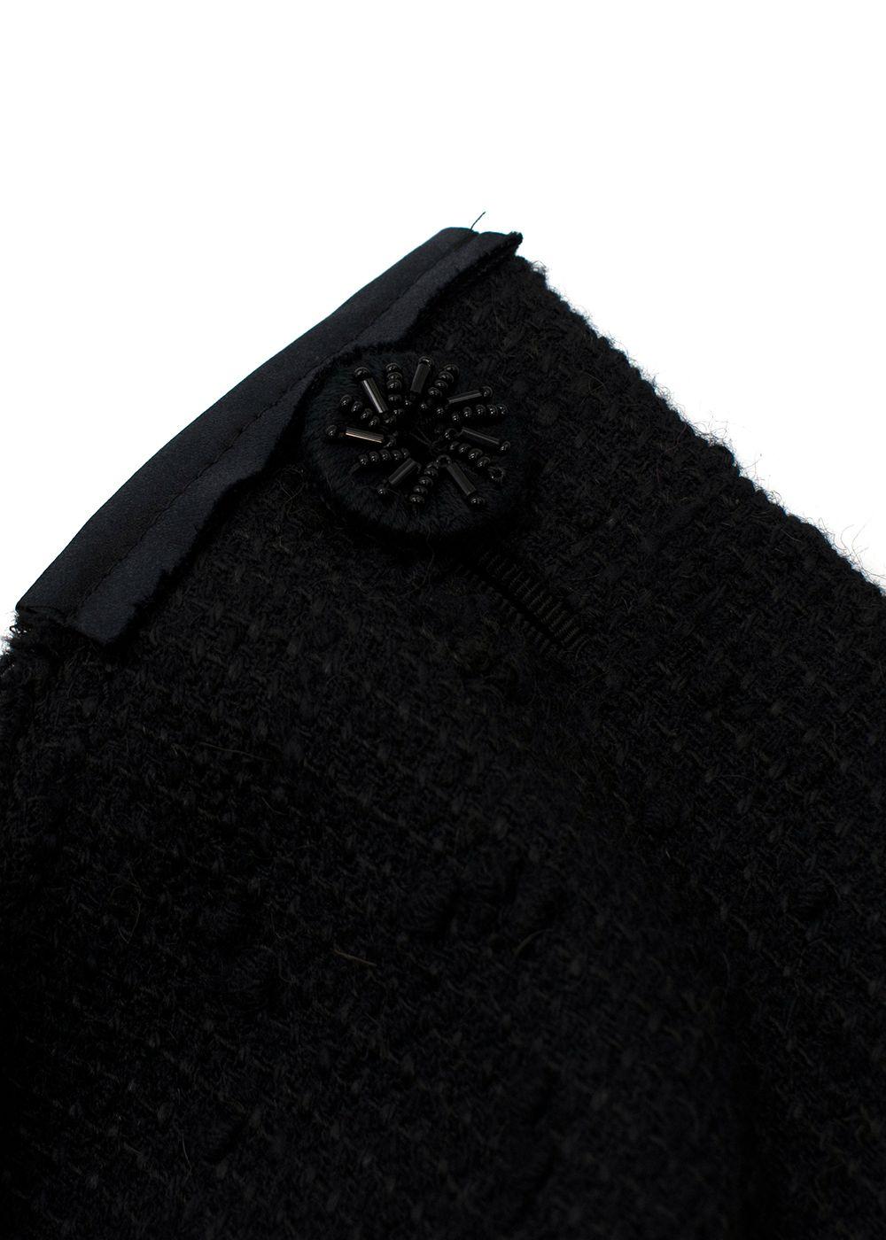 Sequin Embellished Black Wool Tweed Jacket