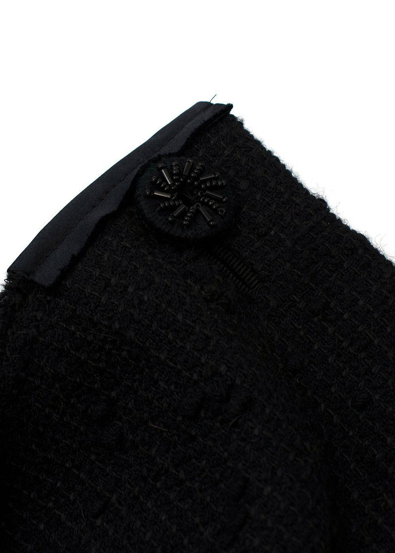 Sequin Embellished Black Wool Tweed Jacket