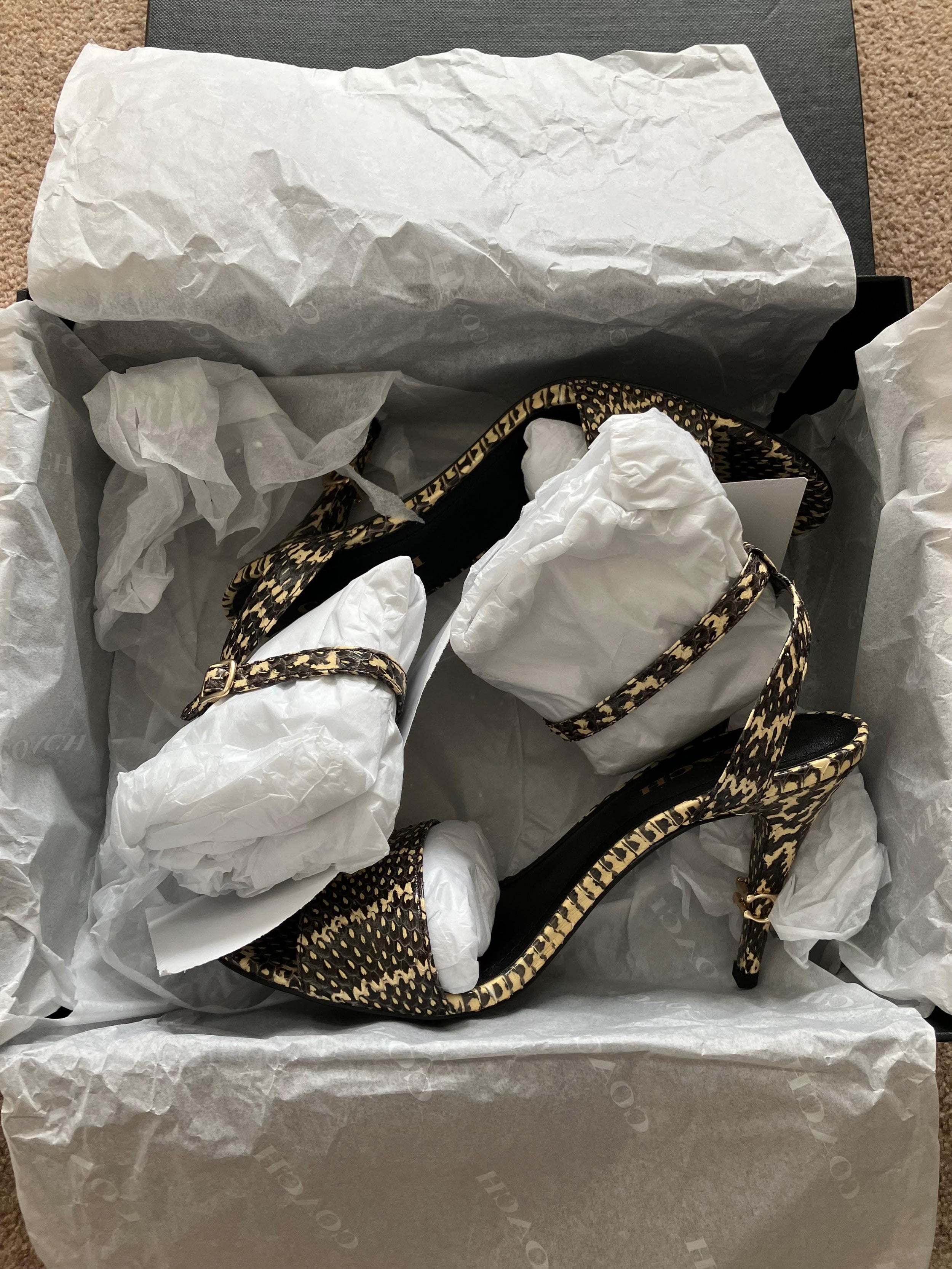 Coach Snakeskin Print Heeled Sandals