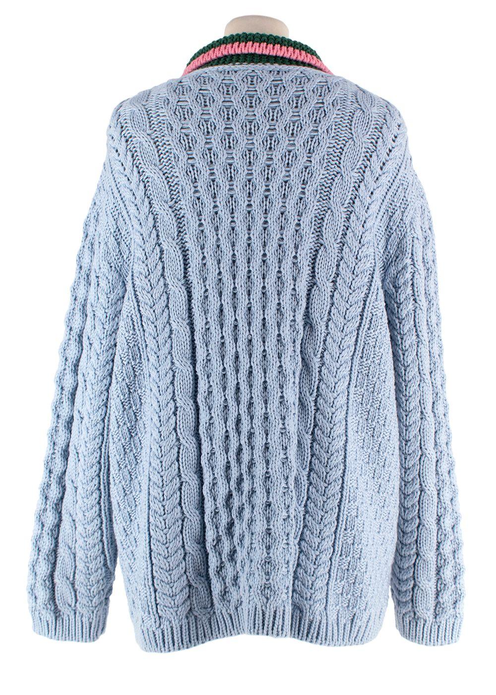 Miu Miu Blue Argyle Knit Jumper with Contrast Collar Detail
