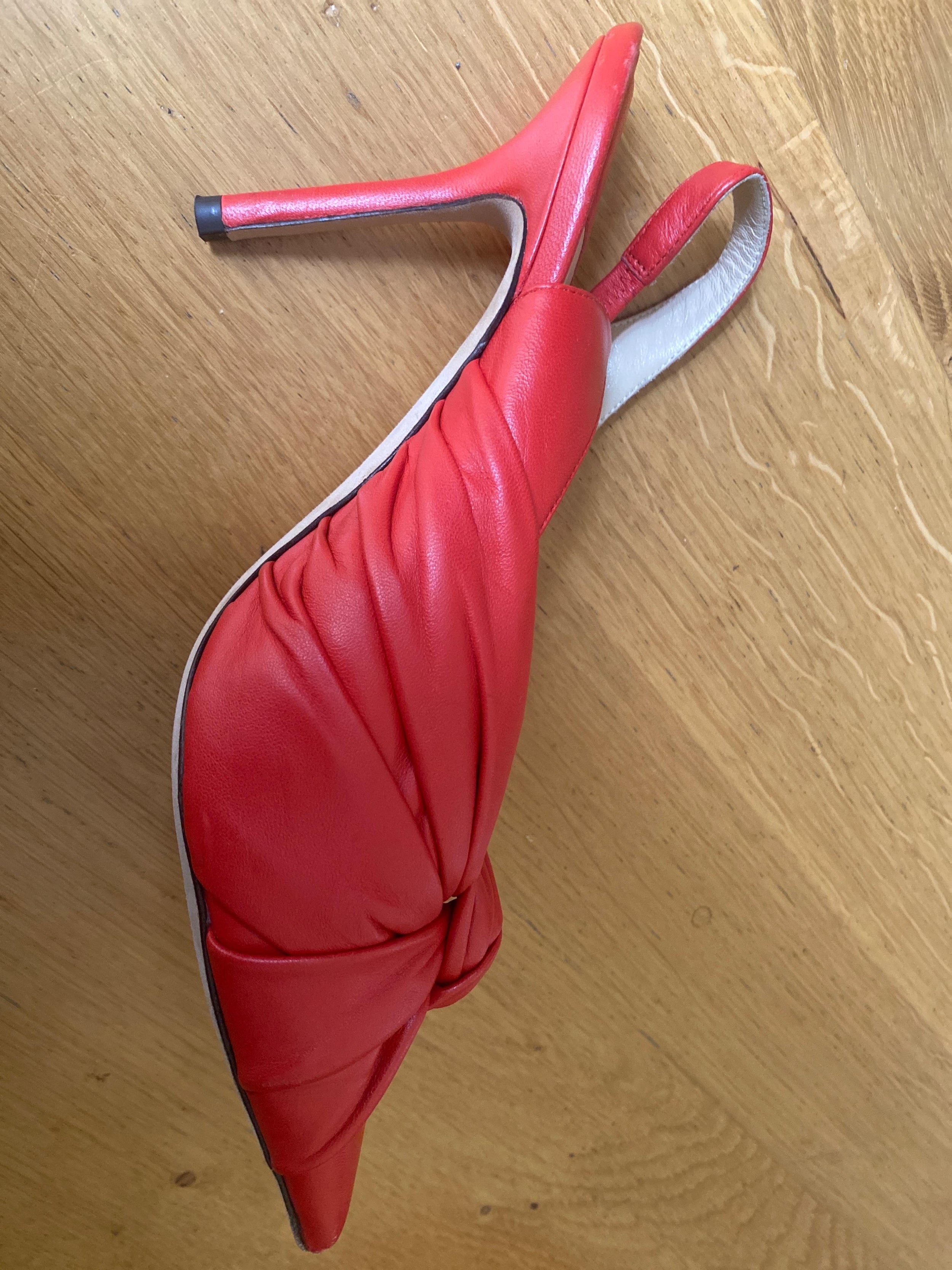 Jimmy Choo Red Leather Annabell Sling back Pumps