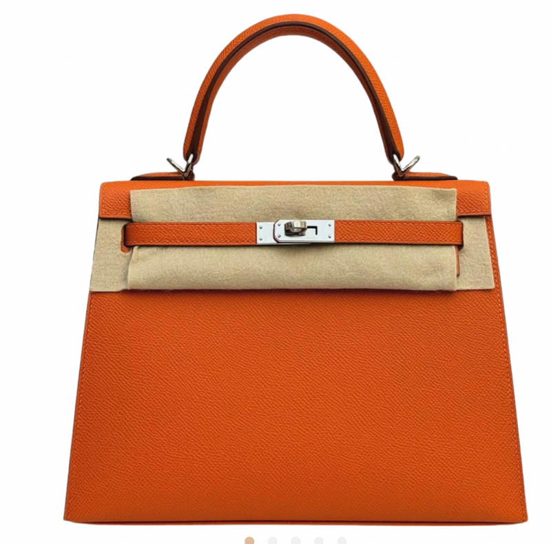 Orange Kelly 25 cm in Epsom Sellier  with Palladium Hardware