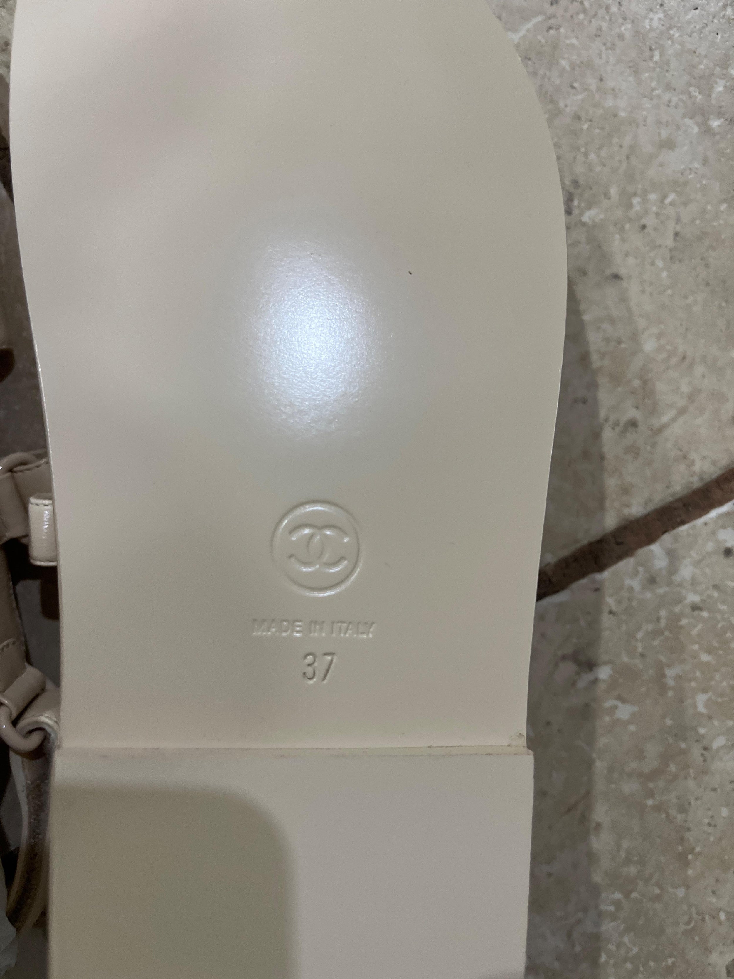 Chanel Cream Leather Dad Sandals