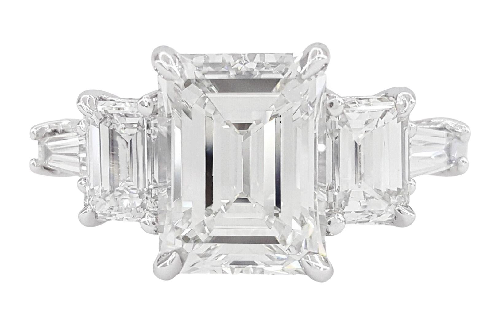 Verde 4ct IGI Certified Lab Grown Emerald Cut Diamond Ring