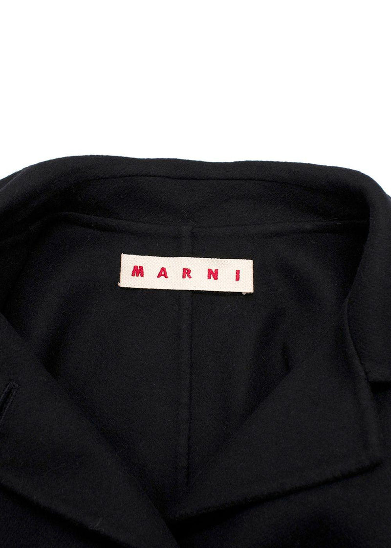 Marni Black Single Breasted Wool Cashmere Coat