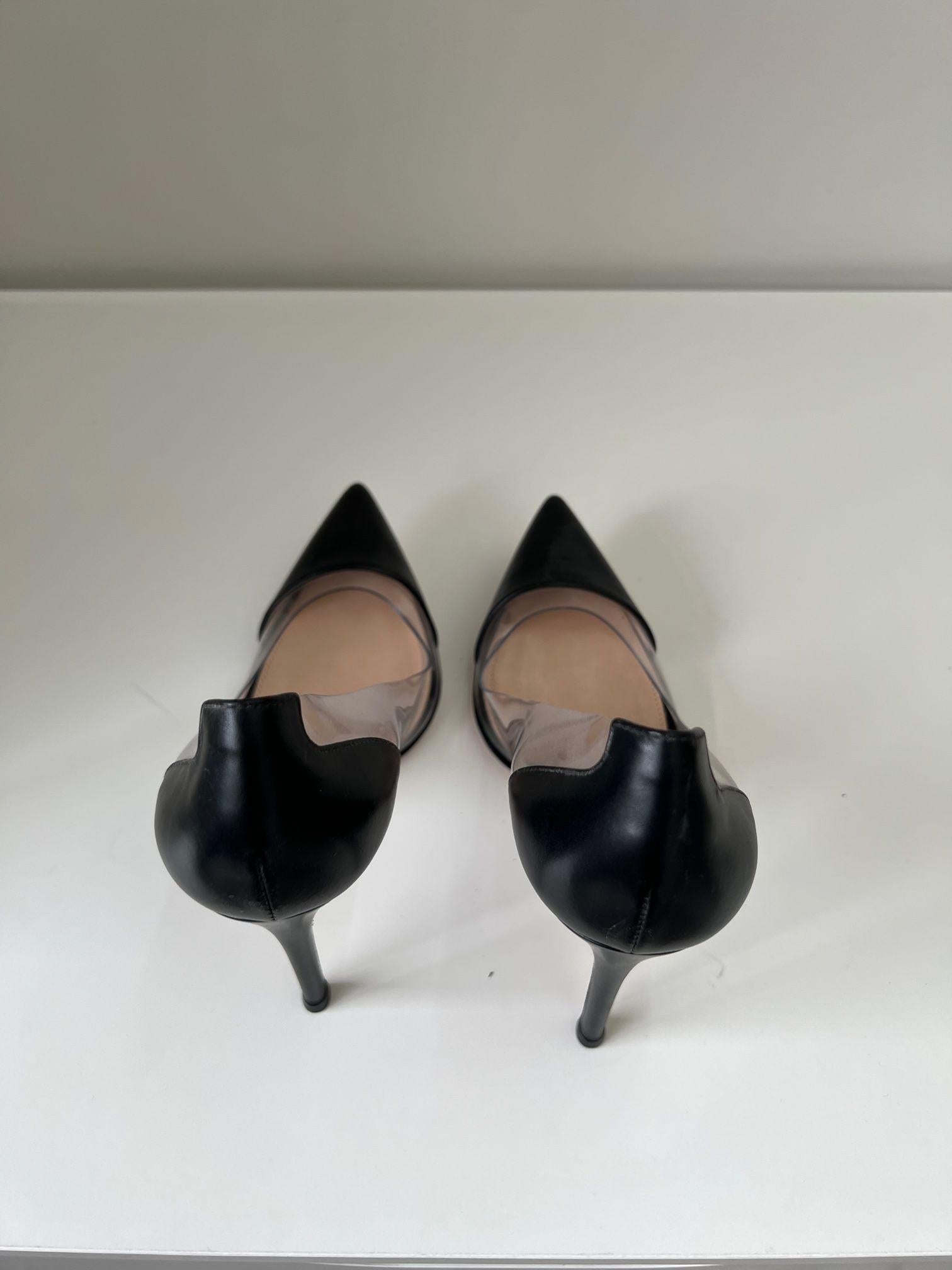 Black leather & PVC Plexi 105 heeled pumps