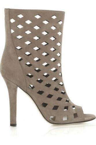 Jimmy Choo Grey Suede Reese Cut-Out Booties