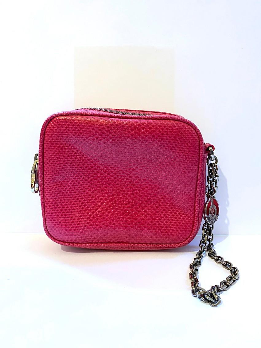 Loewe pink water snake clutch purse with chain