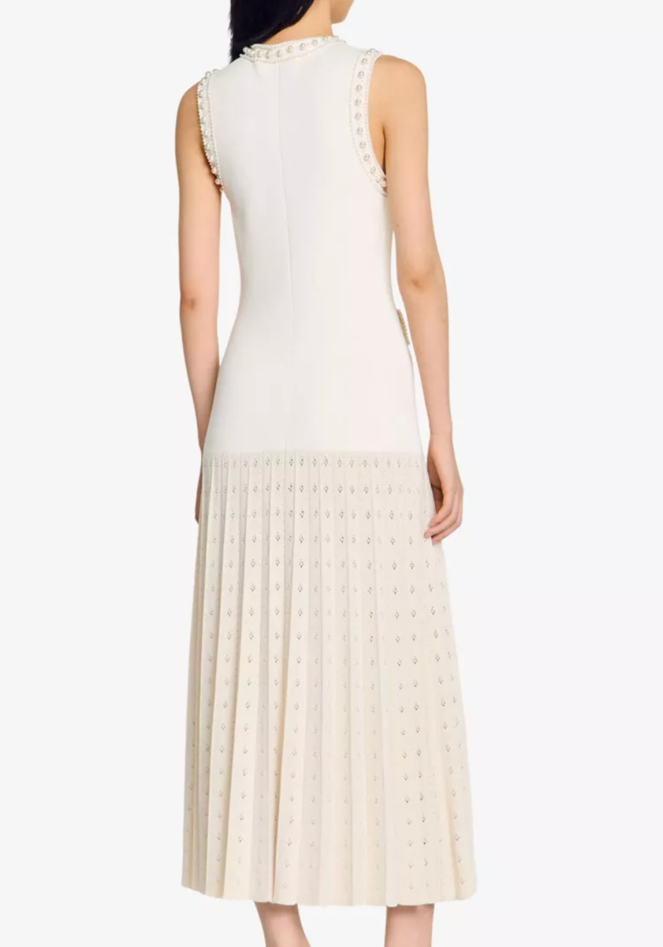 Sandro Sleeveless Embellished Knitted Midi Dress