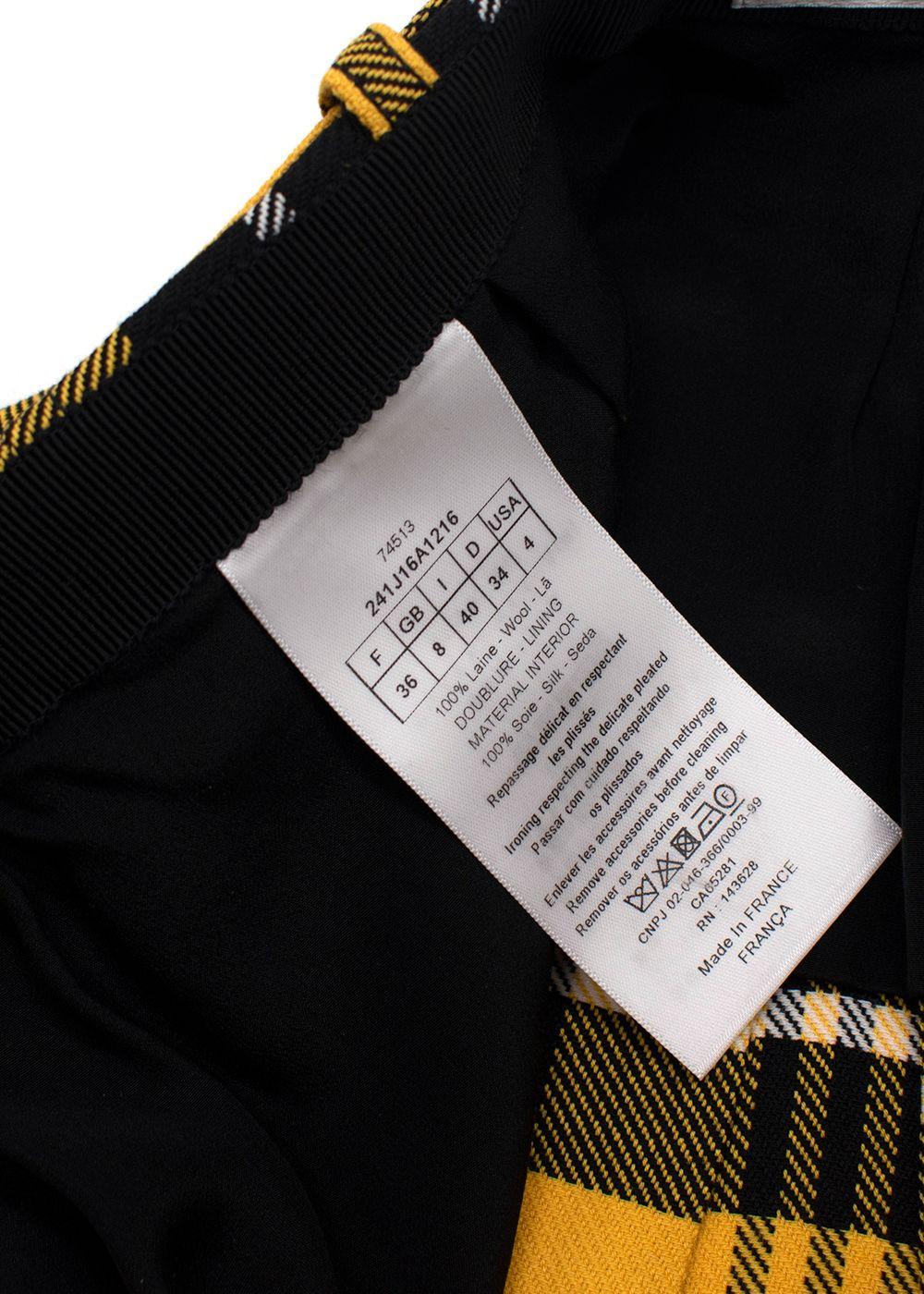 Dior Yellow Checked Pleated Mini Skirt