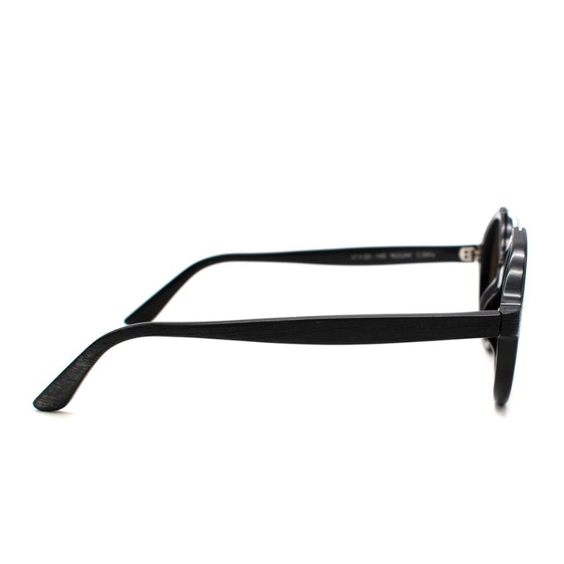 Nuiit Black Textured Mirrored Round Nuuak Sunglasses