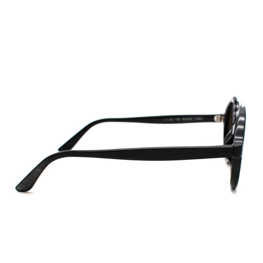 Nuiit Black Textured Mirrored Round Nuuak Sunglasses