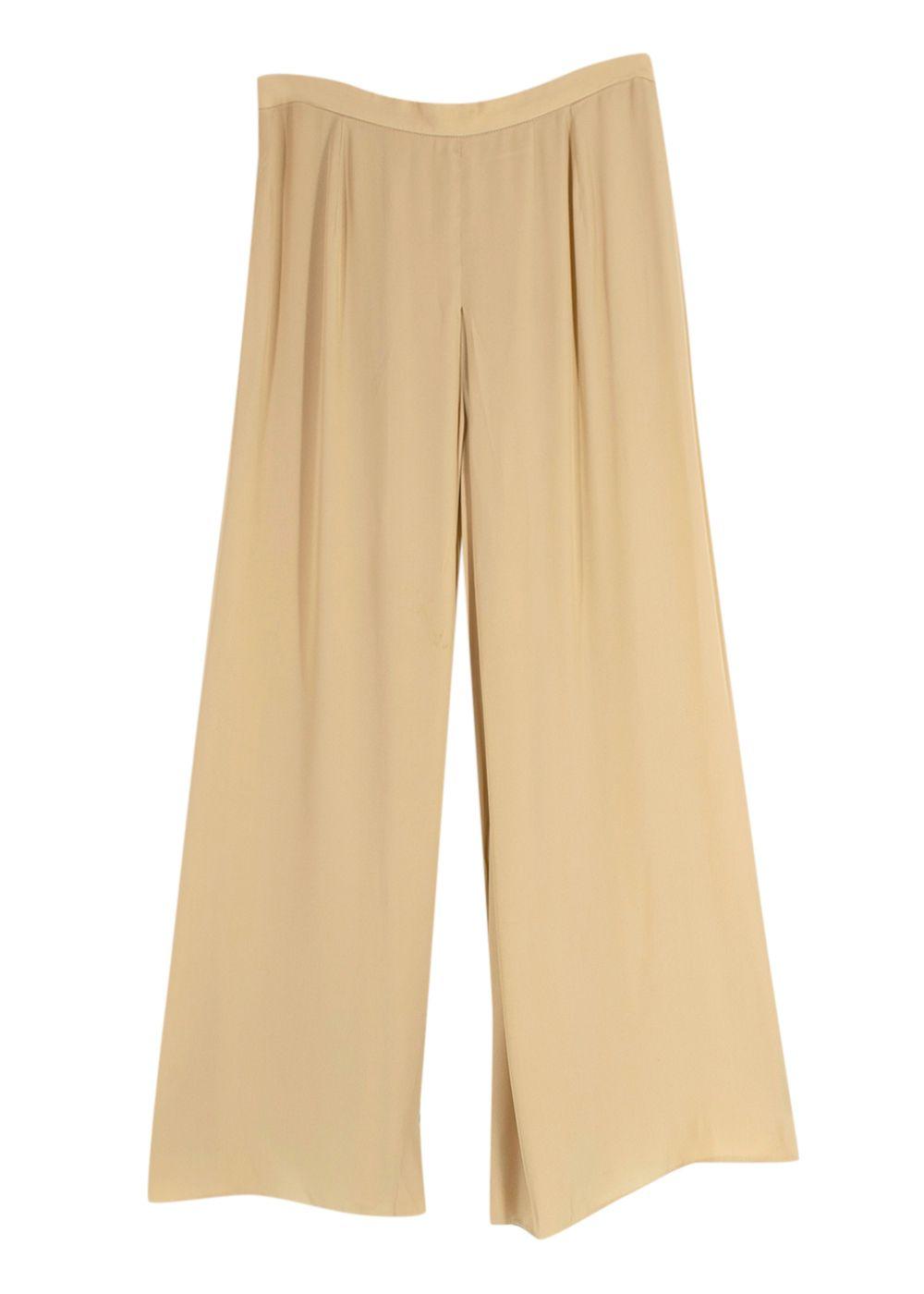 Armani Collezioni Beige Tank Top and Wide Leg Trouser Set