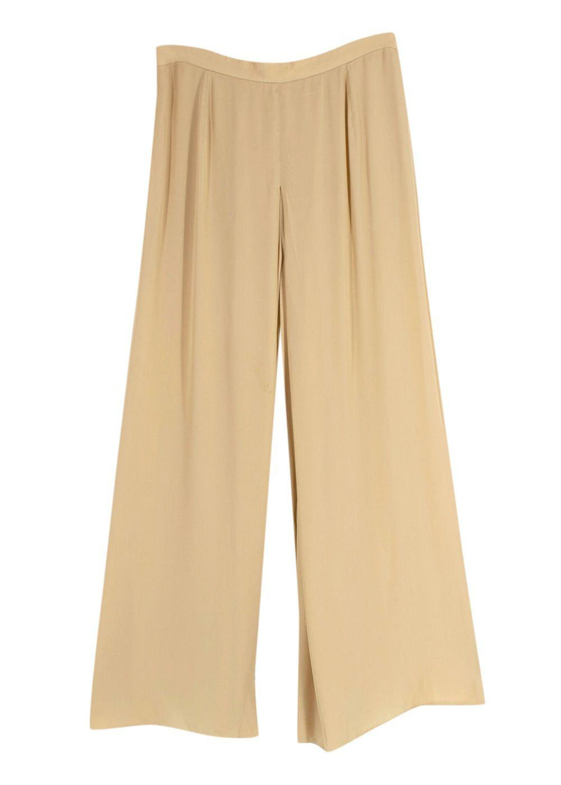 Armani Collezioni Beige Tank Top and Wide Leg Trouser Set