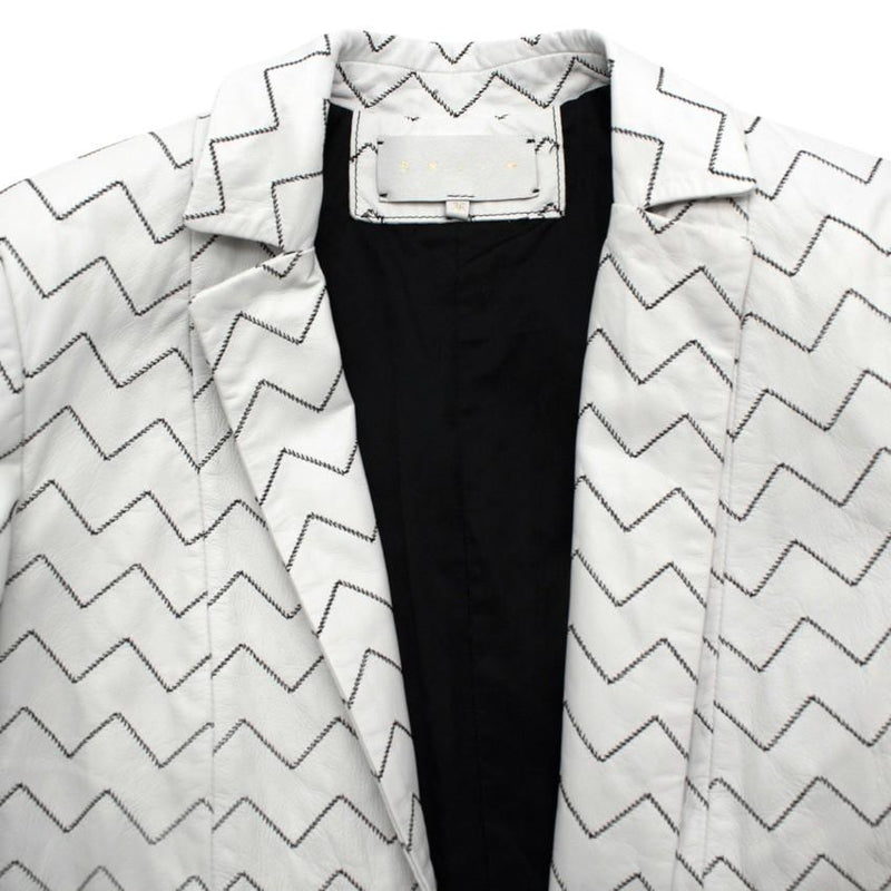 Skiim Magda White Leather Zigzag Blazer