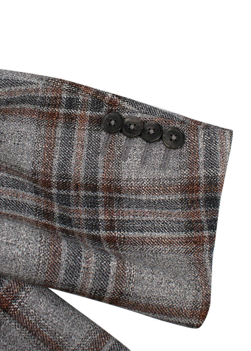 Pal Zileri Vicenza Grey Check Wool, Linen & Silk Blazer