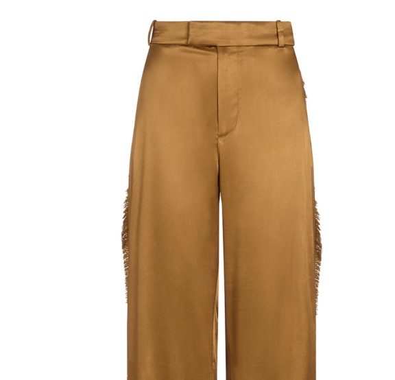 Aeron Gold Satin Straight-Leg Fjord Trousers