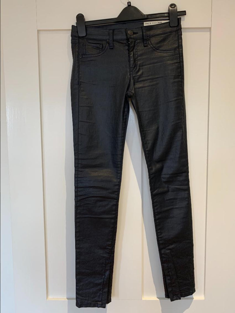Rag & Bone Zipped-Hem Wet-Look Jeans