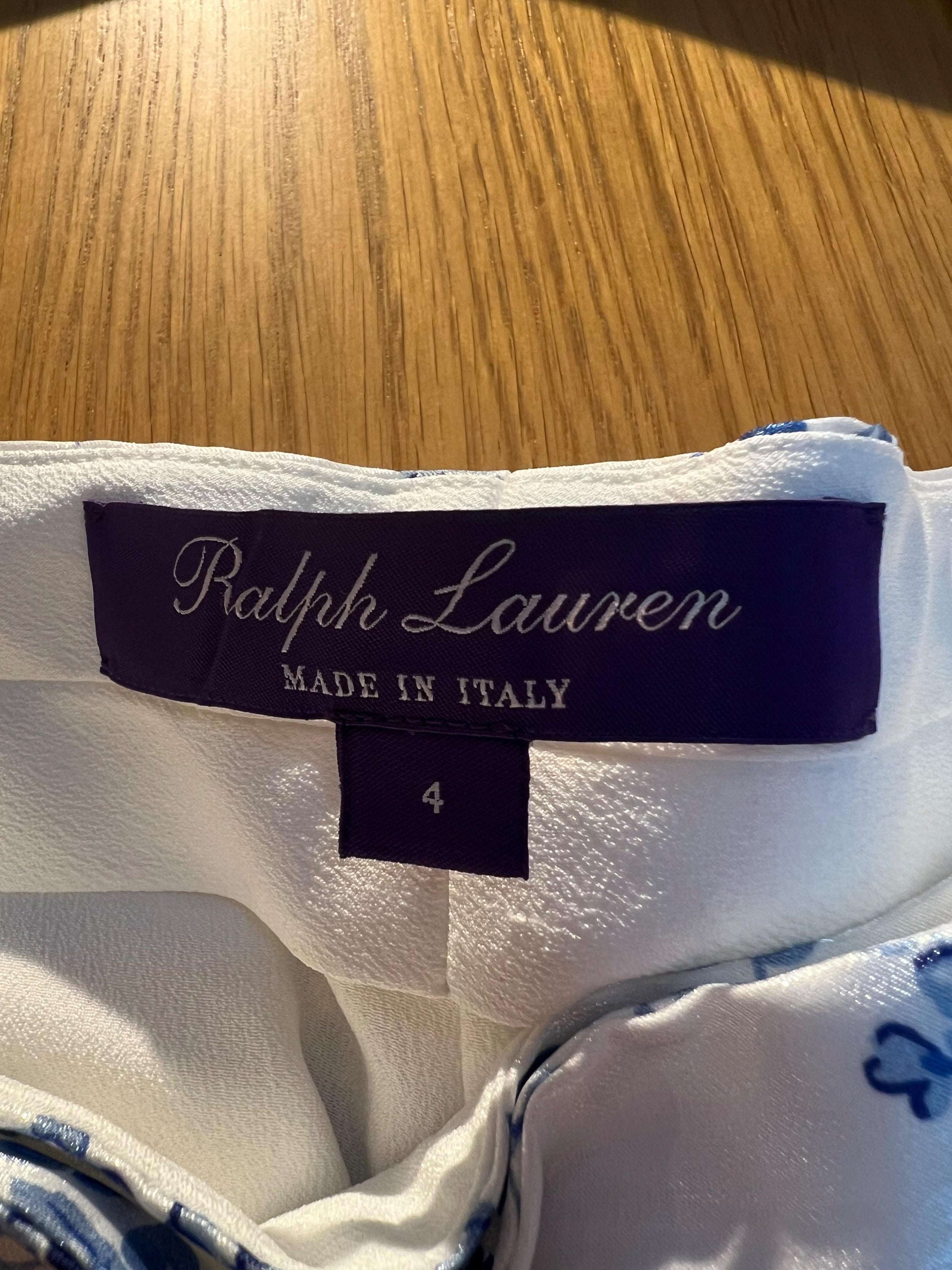 Ralph Lauren Purple Label Floral Wide Leg Silk Trousers