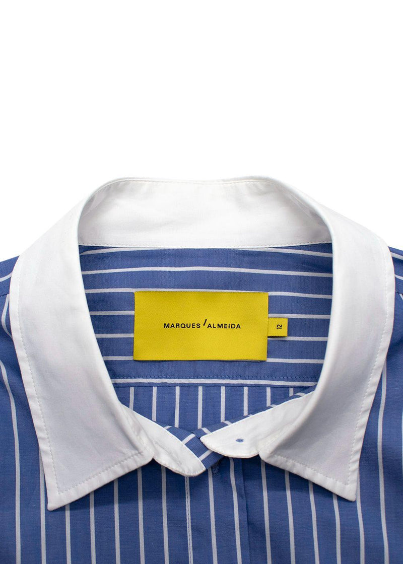 Marques Almeida Blue Contrast Collar Stripe Shirt