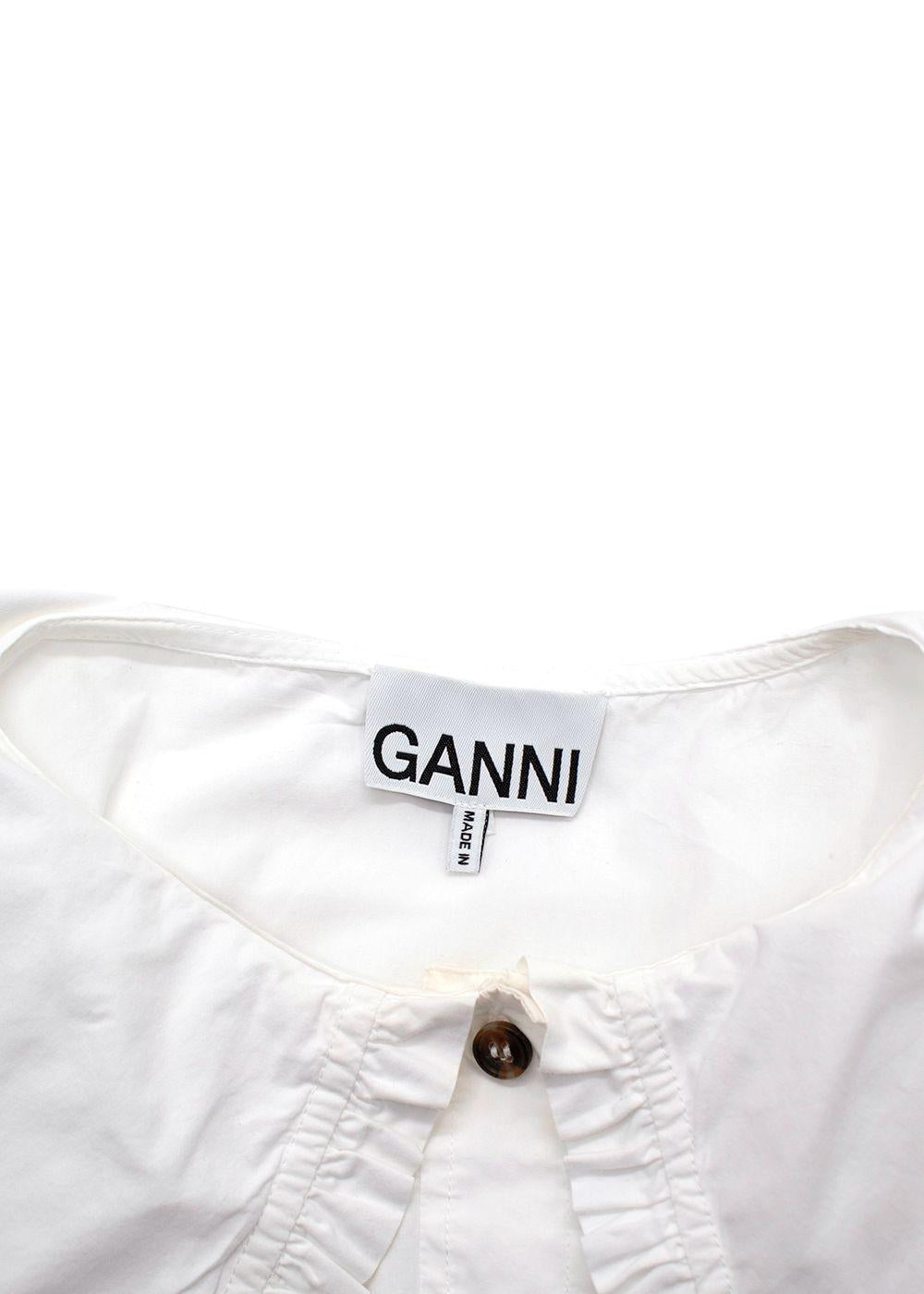Ganni White Sleeveless Shirt with Oversized Frill Collar