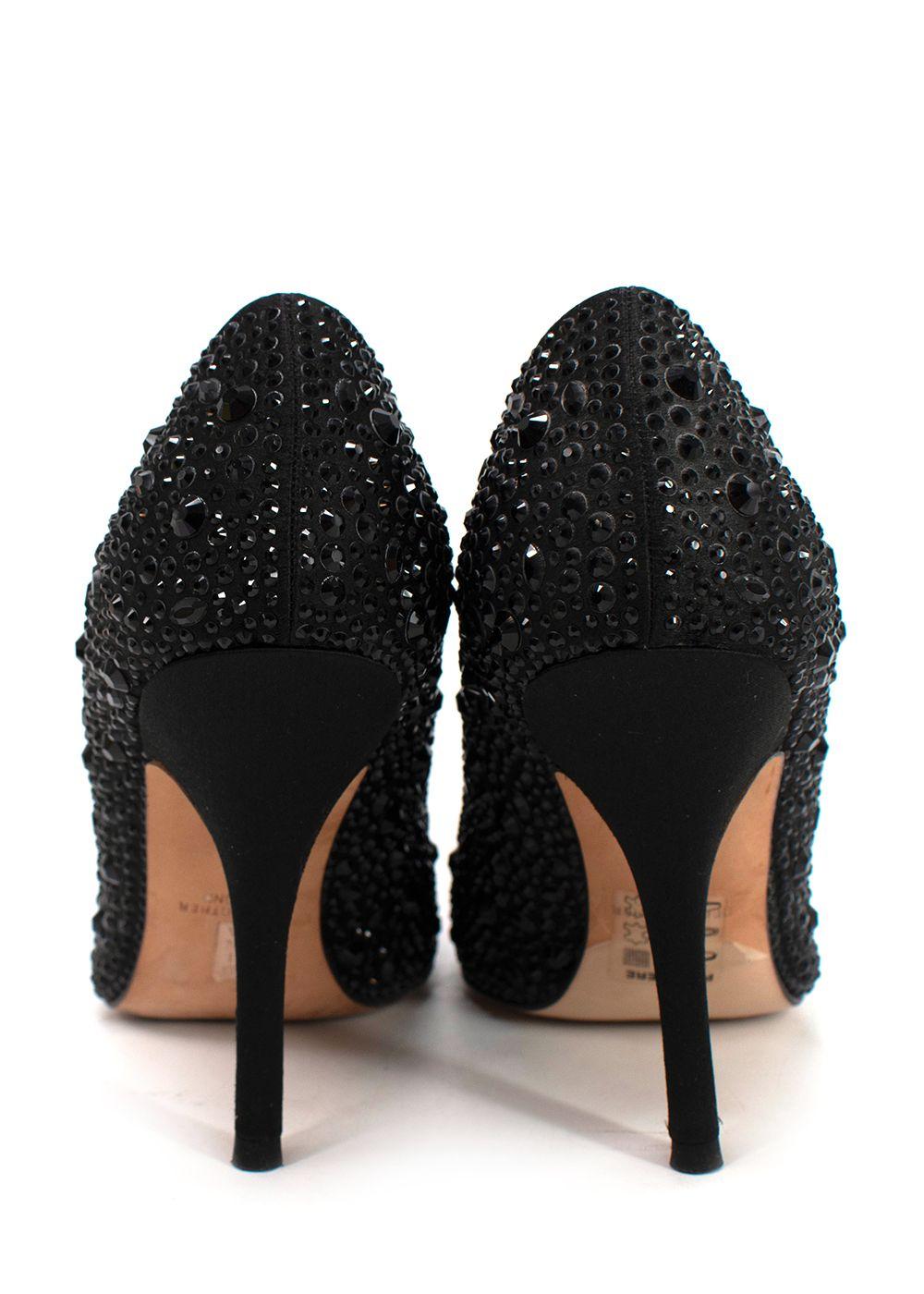 Gina Black Swarovski Crystal Embellished Pumps