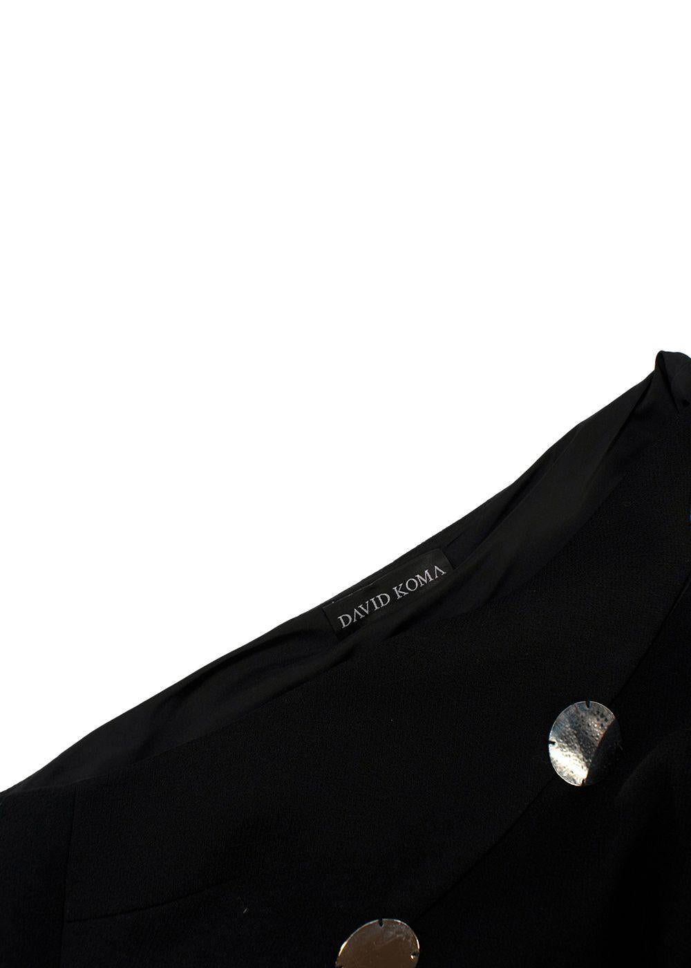 David Koma Black Asymmetric Plexi Mirror One Shoulder Dress