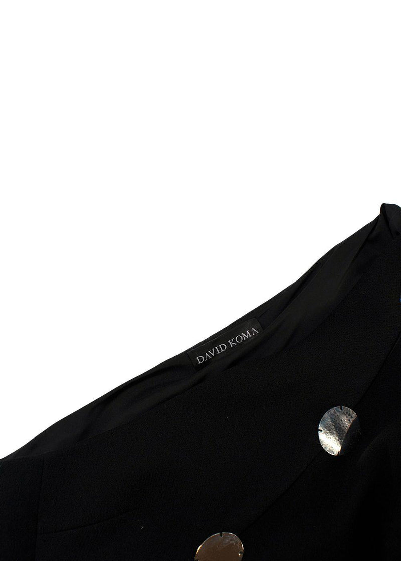 David Koma Black Asymmetric Plexi Mirror One Shoulder Dress